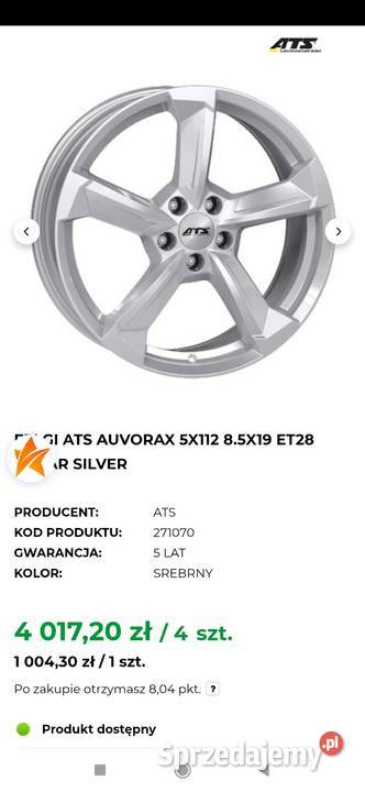 Felgi 5x112 19 Audi Volkswagen Mercedes Seat Nowy Sącz