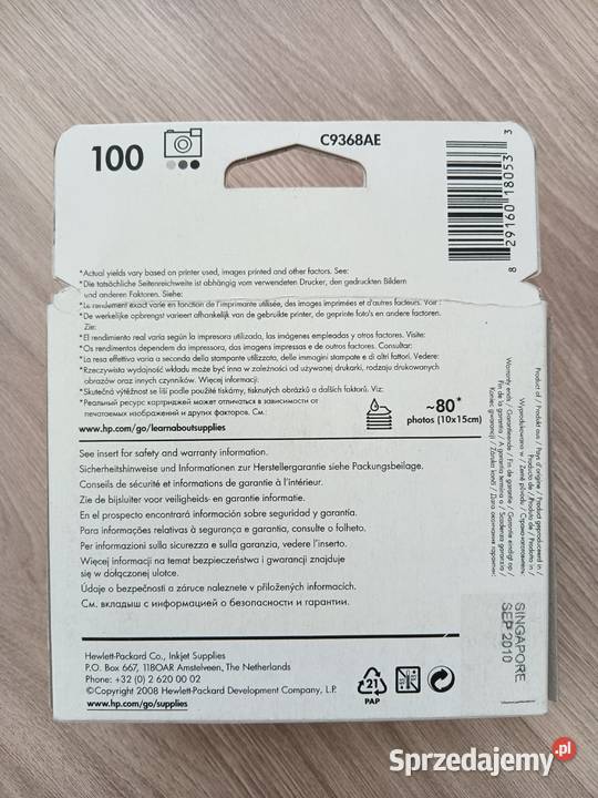 Atrament czarny tusz do drukarki HP 100 C9368AE Druk w kolorze Kraków