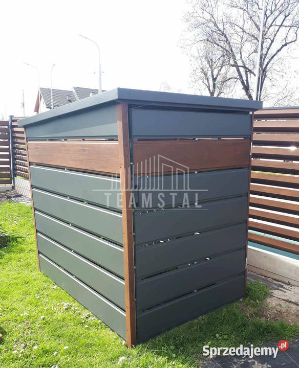 Wiata śmietnikowa spad tył 13x2m zielona drewno mazowieckie Nowy Dwór Mazowiecki