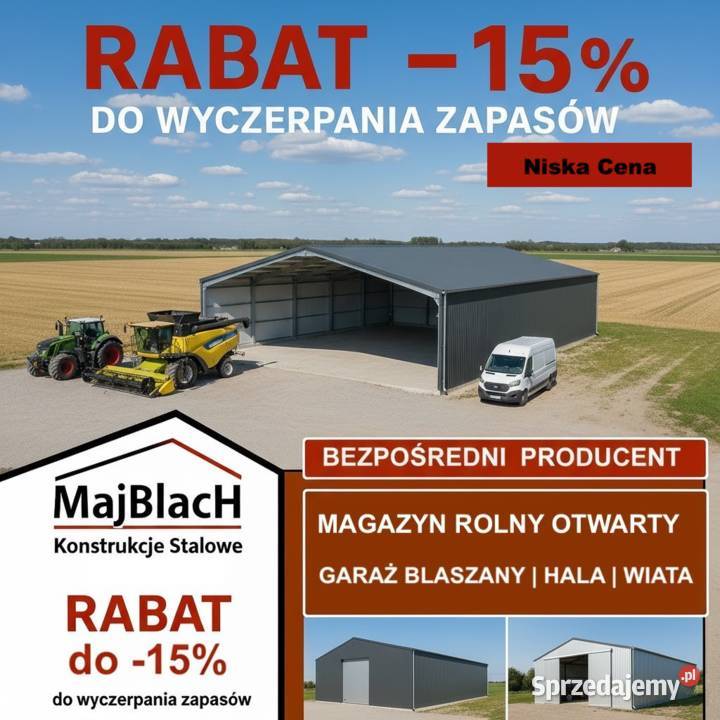 Duża Wiata Hala Garaż Blaszany Grafit OTWARTY Sokołów Podlaski