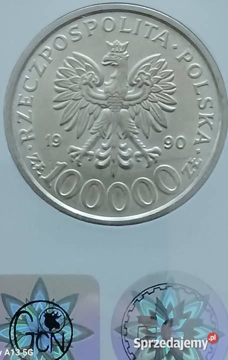 100 000 Solidarność 1990 r TYP B MS63 GCN Konin