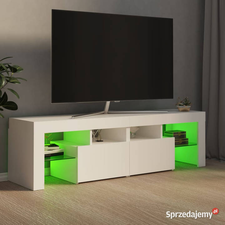 Szafka pod TV z oświetleniem LED biała Warszawa