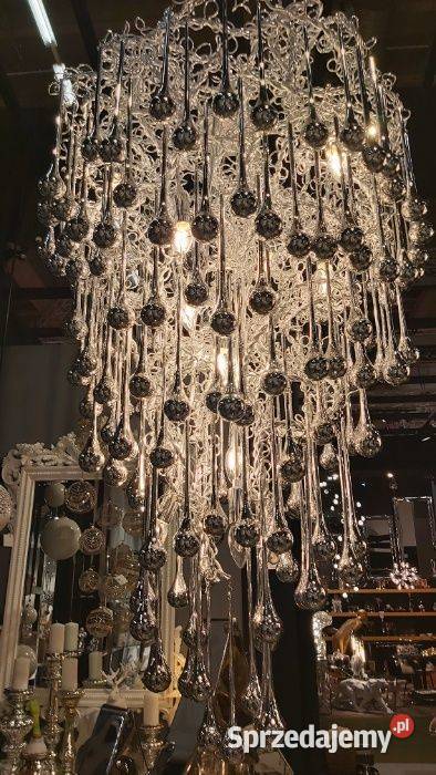 Luksusowy Żyrandol szkło z metaloplastyką Lodowe Szczecin