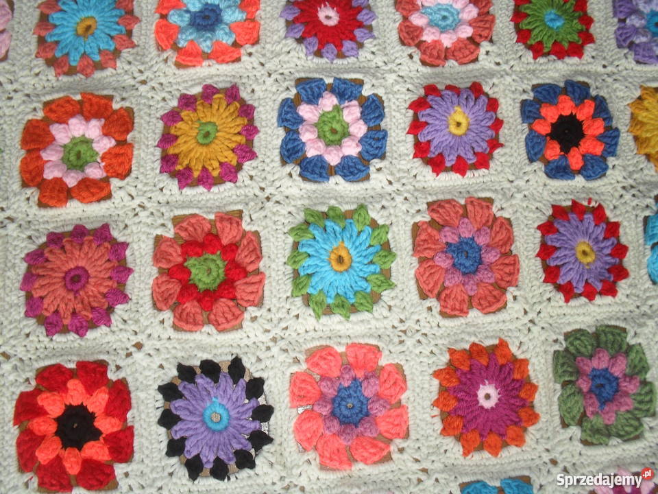 Narzuta koc pled szydełkowy patchwork rękodzieło Grudziądz