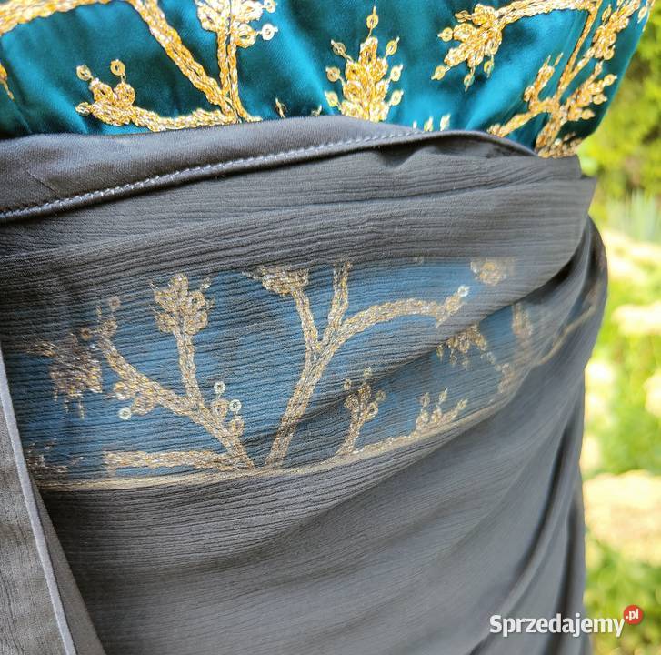 Eleganckie czarne sari L 40 XL 42 szyfon saree zachodniopomorskie Szczecin
