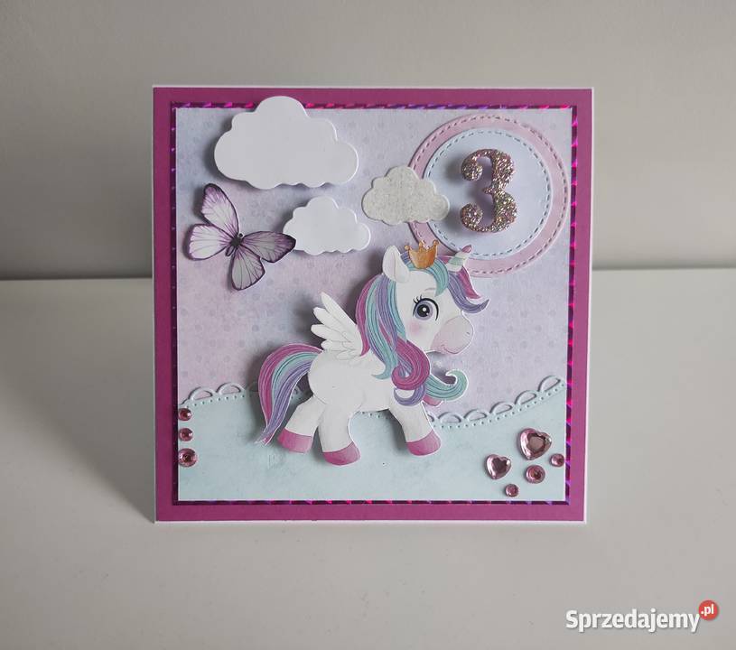 Kartka urodzinowa ręcznie robiona z jednorożcem łódzkie Łódź