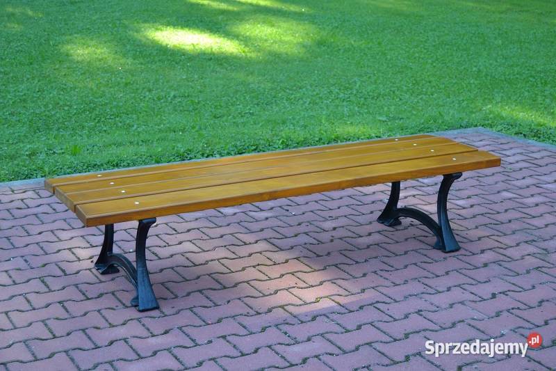 Ławka łódzka ogrodowa parkowa bez oparcia Kąty Śląskie