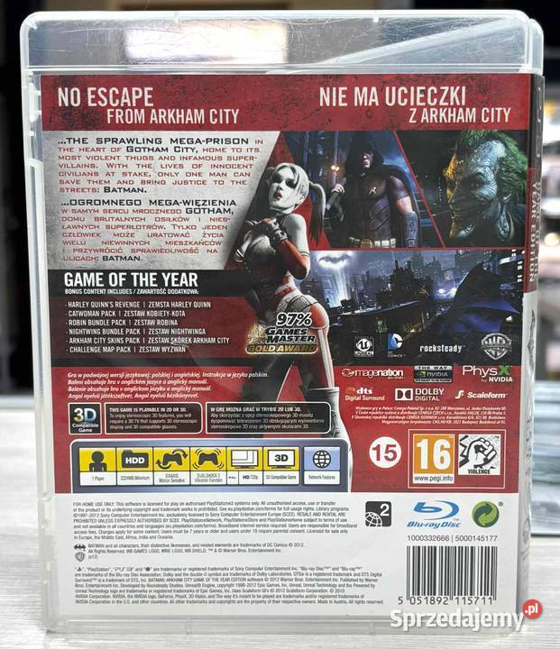 Gra 3 Batman Arkham City DLC Sony Playstation 3 Elbląg