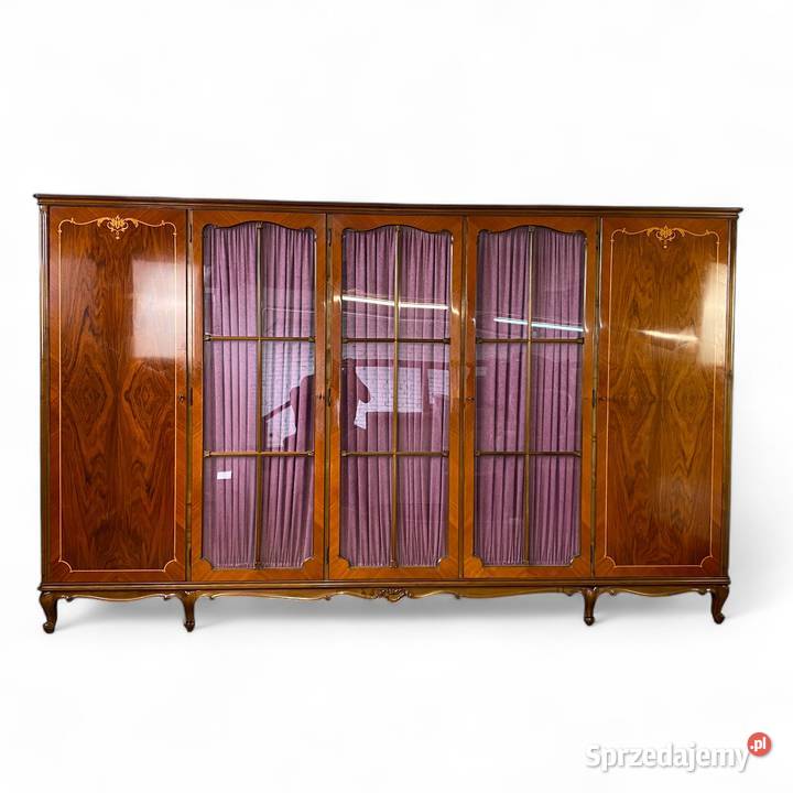 Barokowa szafa pięciodrzwiowa z witryną intarsje zachodniopomorskie