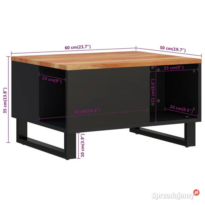 Stolik kawowy 60x50x35 lite drewno akacjowe mazowieckie