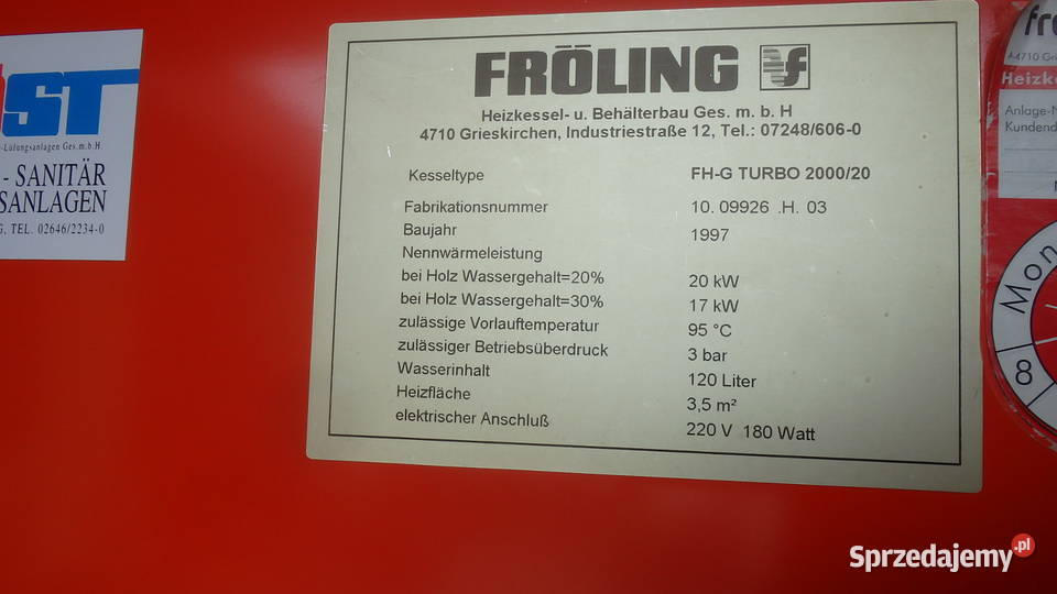 Froling fhg Turbo 2000 na czesci plus Bufor podkarpackie Miejsce Piastowe