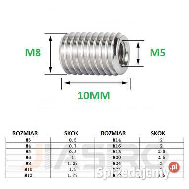 REDUKCJA NAPRAWA GWINTU M8 DO M5 dł10mm