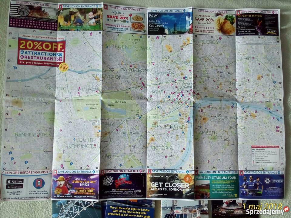 Mapki i informatory turystyczne Londynu Wronki sprzedam