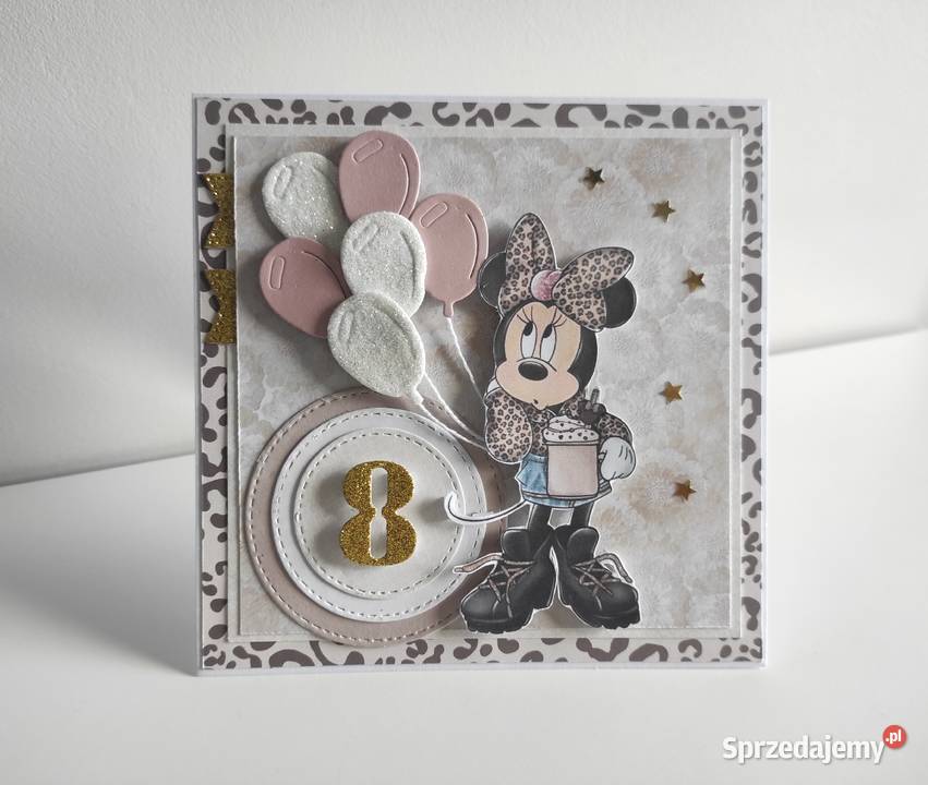 Kartka ręcznie robiona na urodziny z myszką łódzkie Łódź sprzedam