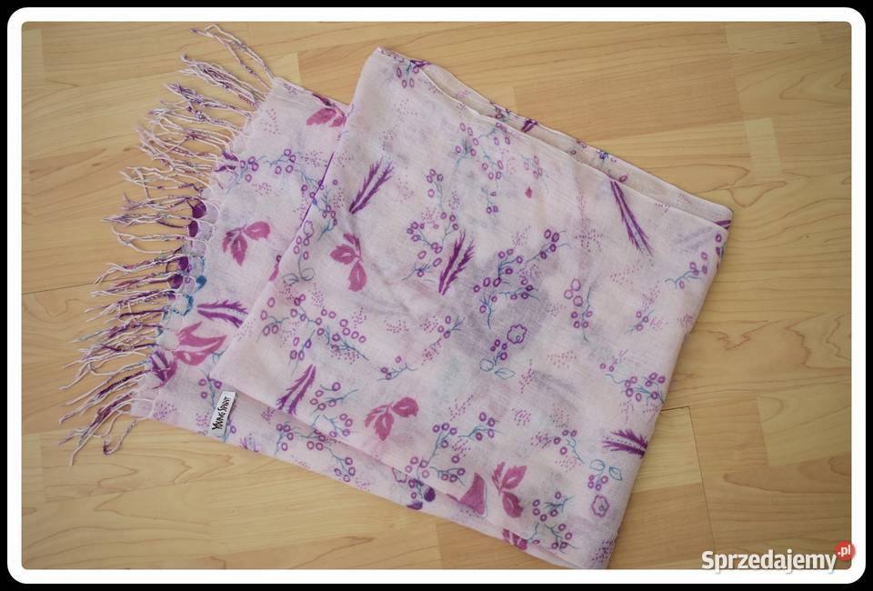 Wiosenna chusta z frędzlami lekka różowa w Płock sprzedam