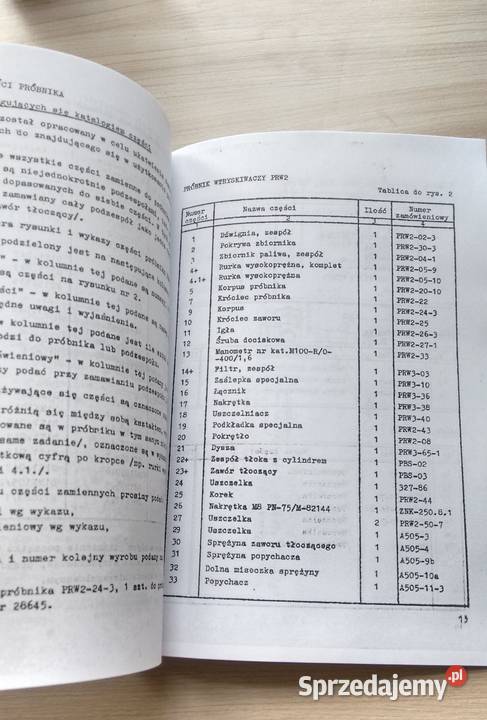 Próbnik wtryskiwaczy PRW2 instrukcja i katalog Stalowa Wola sprzedam