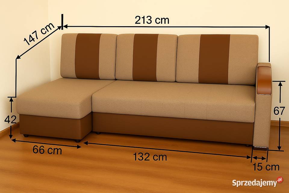 Narożnik używany w stanie nowy z funkcją spania 220cm zachodniopomorskie Koszalin