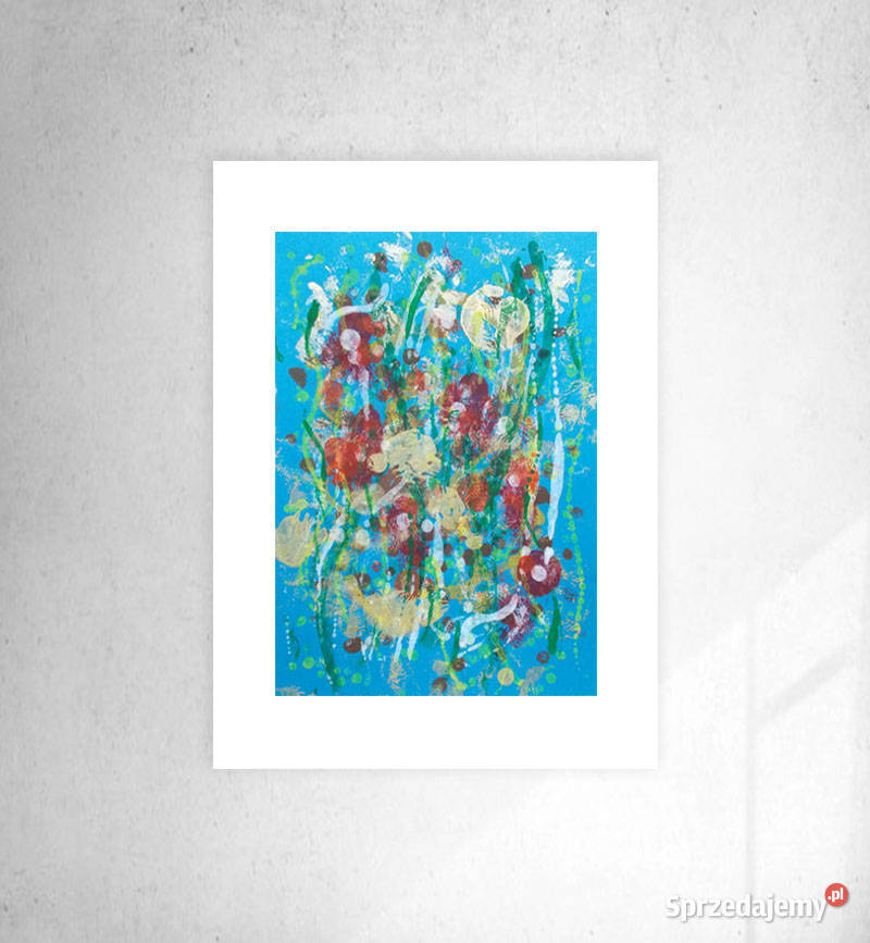 ładna grafika do sypialni abstrakcja do salonu odcienie błękitu