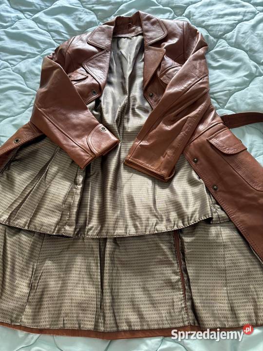 Płaszcz skóra naturalna XS camel brąz vintage z Częstochowa