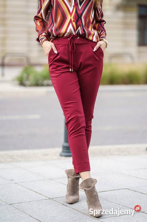Spodnie Novum cygaretki rozmiar 36 bordowe czerwony