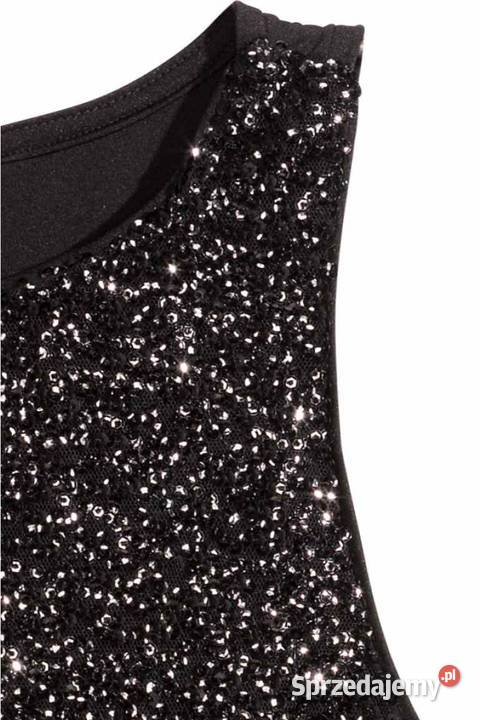 Czarny top koszulka bluzka xs 34 hm cekiny Toruń sprzedam