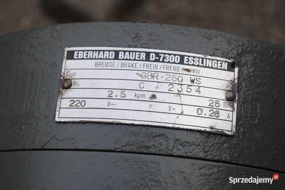 HAMULEC silnika elektrycznego 230V BAUER typ Kargowa