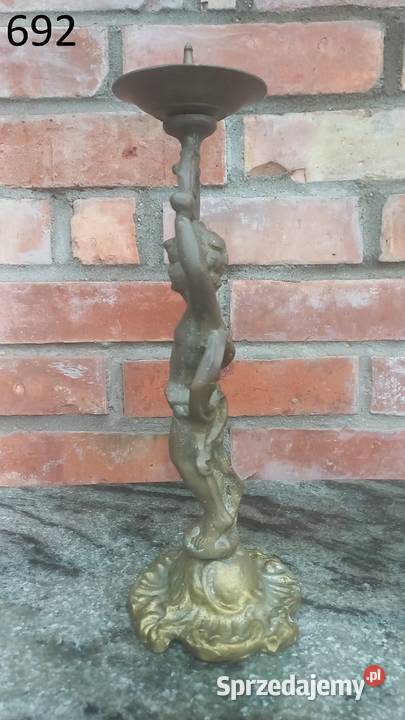 Świecznik mosiężny figuralny na 1 świecę 692 zachodniopomorskie Gawroniec