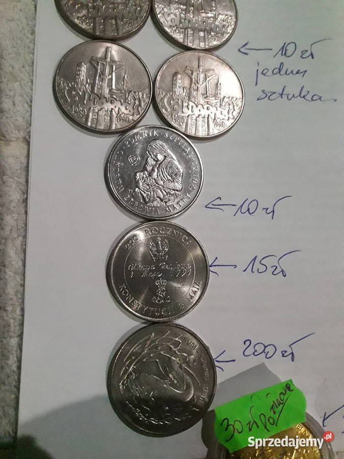 Polskie monety Obiegowe 5 Siedem sztuk 2 Monety Warszawa