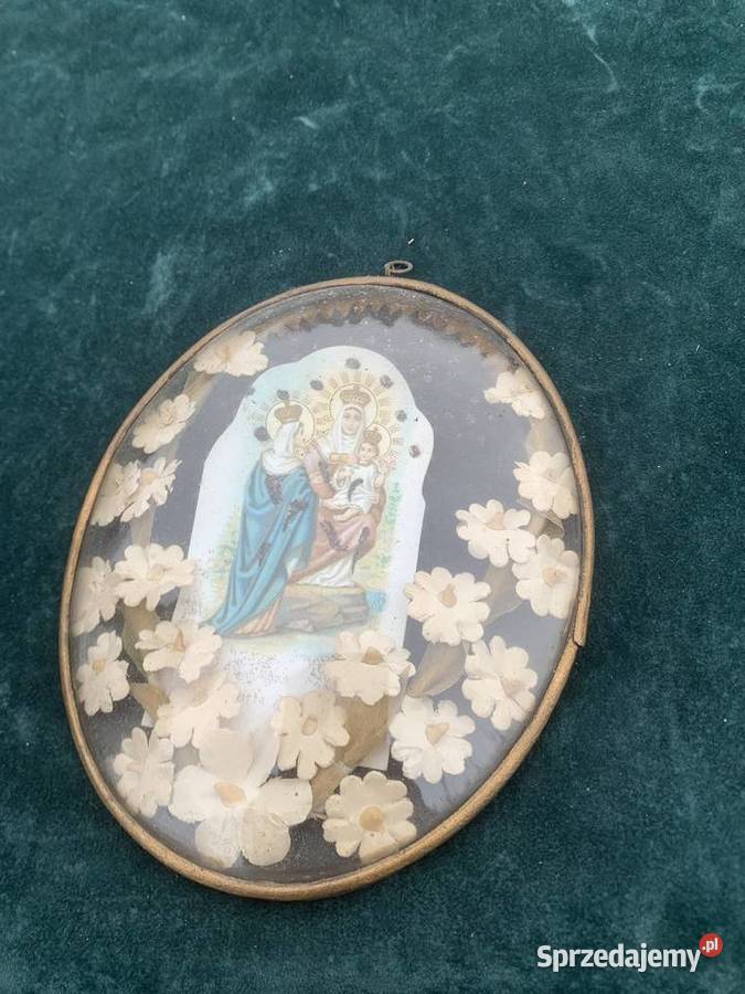 Polski obrazek św szkłem Antyki Antyki Łowicz