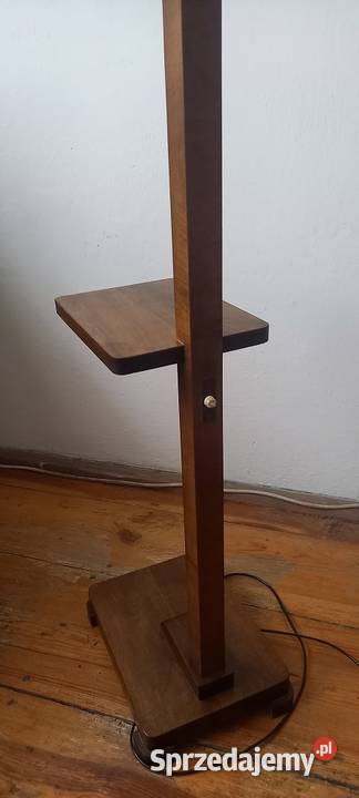 Drewniana lampa w stylu Art Deco z półką ruchome