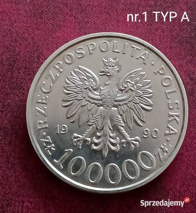 100 000 Solidarność 1990 r Typ A mennicze ideał Konin