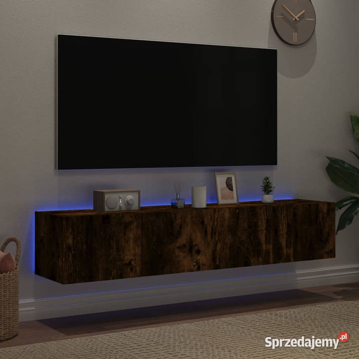 Ścienne szafki TV z LED 2 przydymiony dąb Szafki mazowieckie Warszawa sprzedam