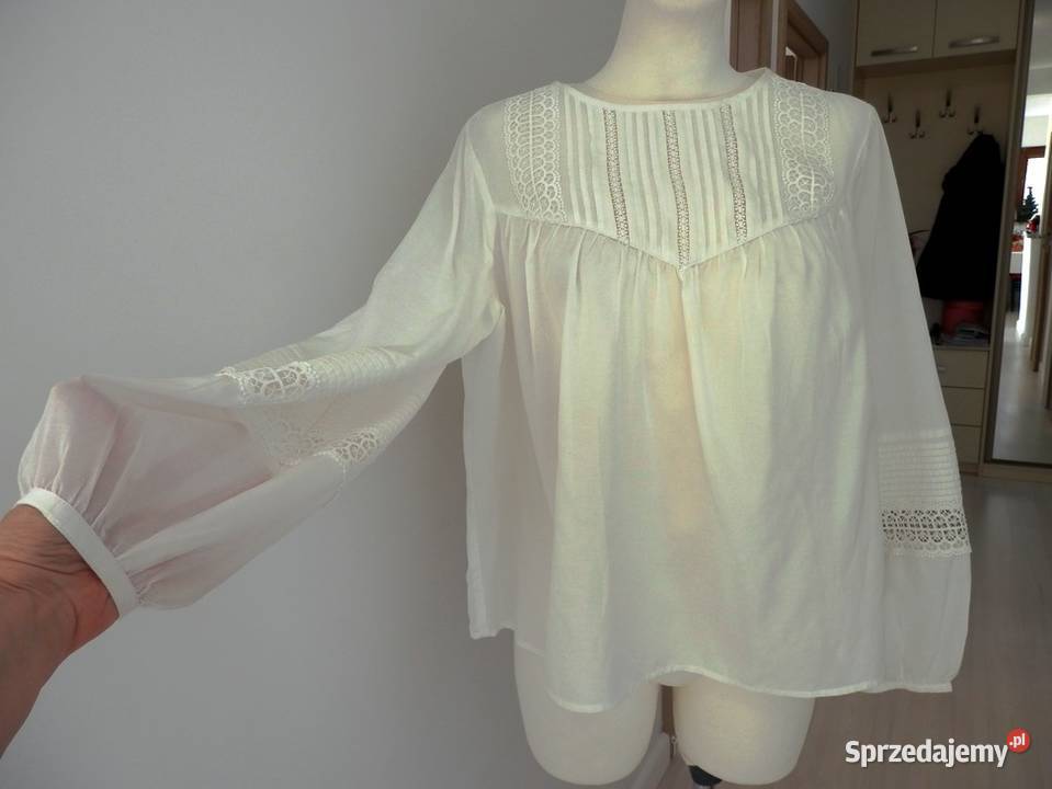 Bluzka HM Kremowa Haft Ażur Boho Nowa z Metka XL Bluzki i koszule Łomża sprzedam