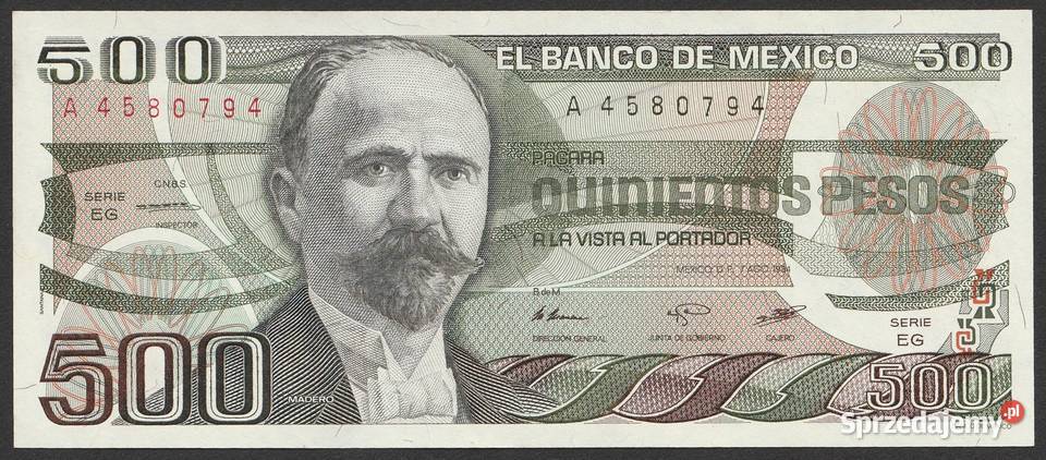 MEKSYK 500 PESOS 1984 MADERO STAN BANKOWY UNC Łódź sprzedam