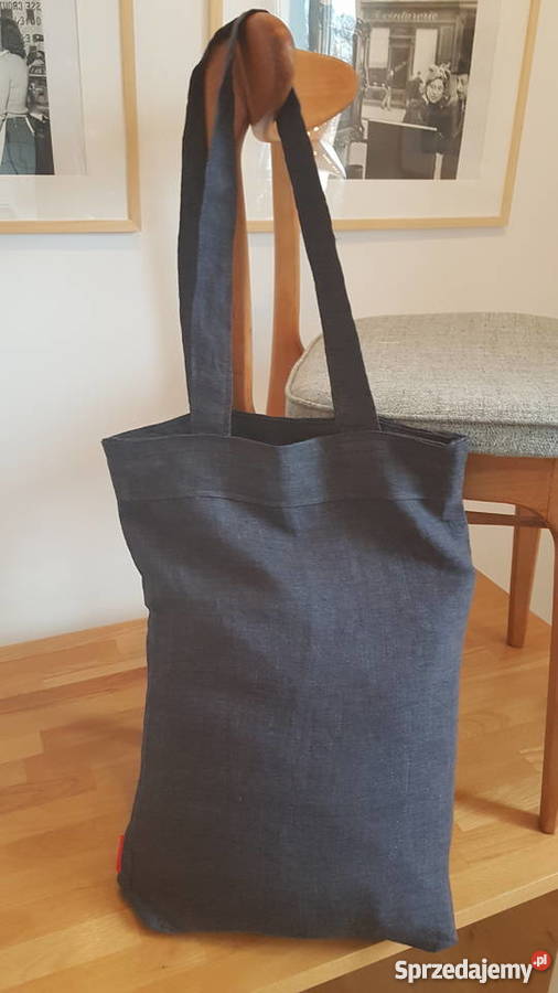 Lniana torba na zakupy eko torba torba z lnu 38cm