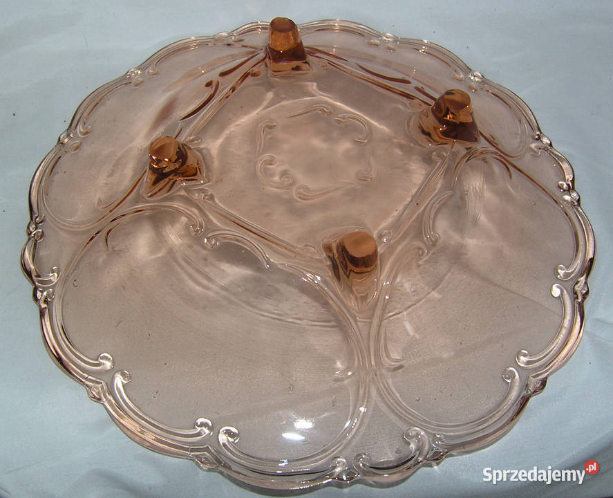patera vintage szkło rozalinoweD28 dolnośląskie Bartków
