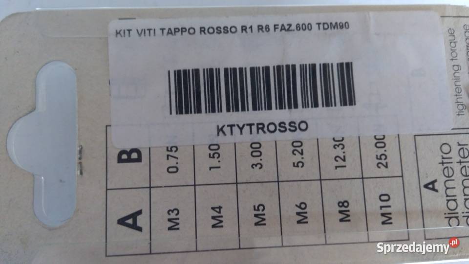 Zestaw śrub do korka zbiornika YAMAHA R1 R6 Bielsk Podlaski