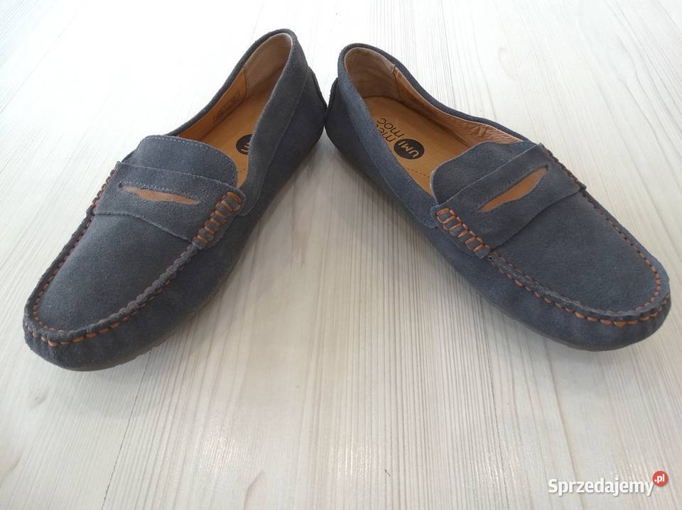 Buty Mokasyny Skórzane Skóra Naturalna Szare inna