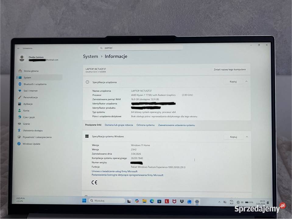 Laptop IdeaPad Slim 5 śląskie Jastrzębie-Zdrój