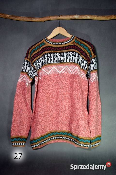 Peruwiański Artesanal Unisex Sweter Białe Alpaka Bez kaptura  dolnośląskie Kudowa-Zdrój