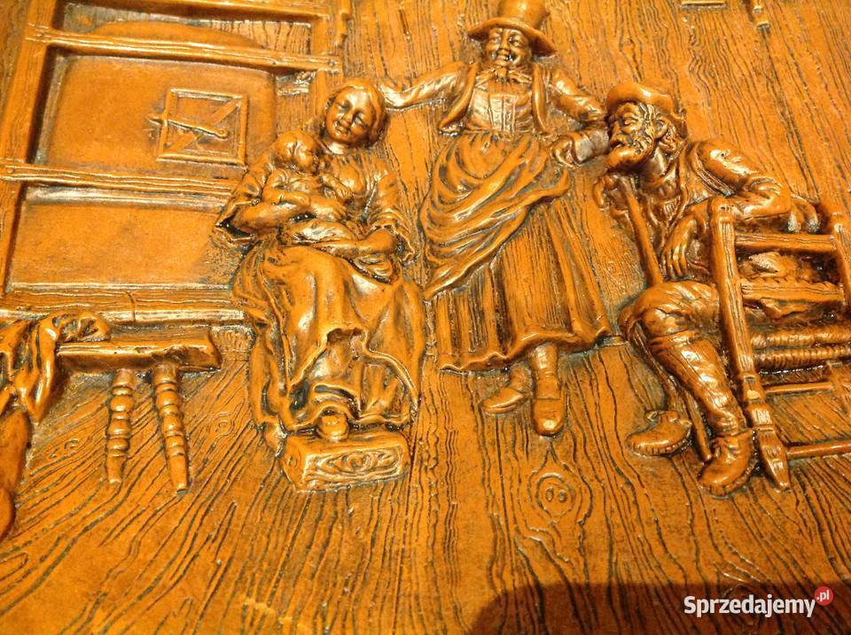 STARY OBRAZ PŁASKORZEŹBA Z WOSKU PSZCZELEGO Nowa Sól