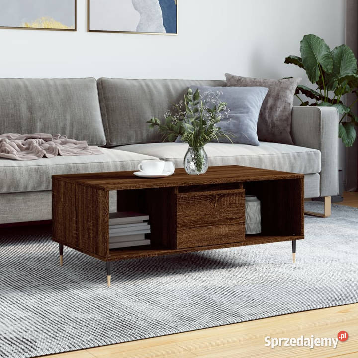 Stolik kawowy brązowy dąb 90x50x365 WM830587 Warszawa