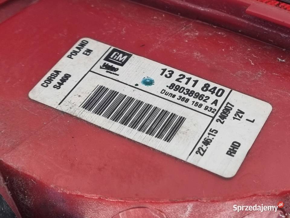 LAMPA LEWA Opel Corsa D HTB 3D 0611r TYLNIA osobowe lubelskie Chełm