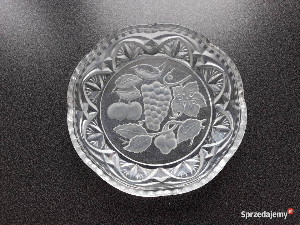 białe szkło talerz talerzyk owocowy wzór Gdańsk