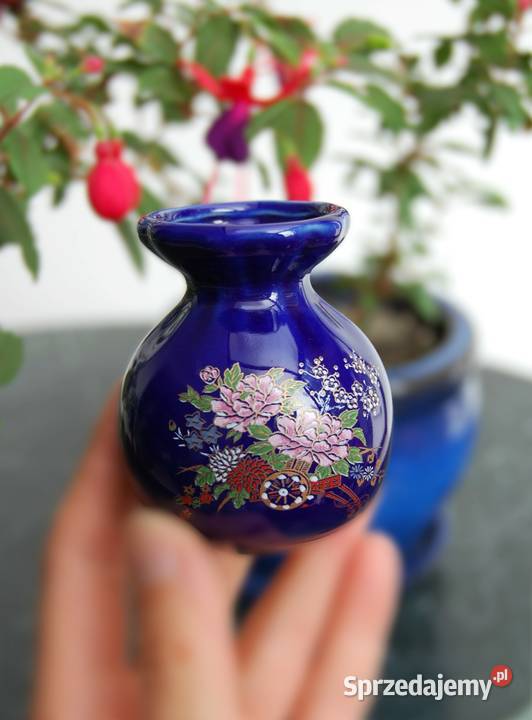 Wazon wazonik ceramiczny kobaltowy kobalt kwiaty Lublin sprzedam
