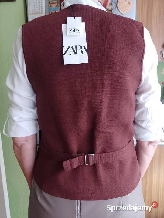 40L ZARA Brązowa Dzianinowa Kamizelka Marynarki i żakiety małopolskie Kraków