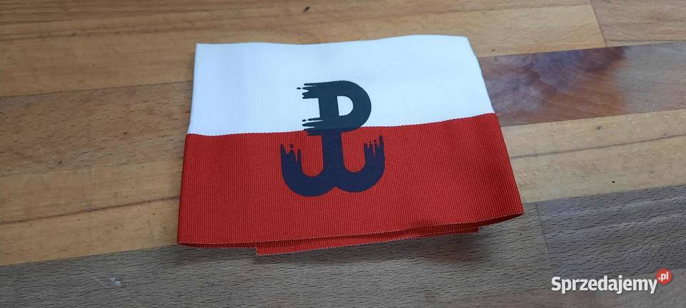 Opaska białoczerwona na ramię na rzepy