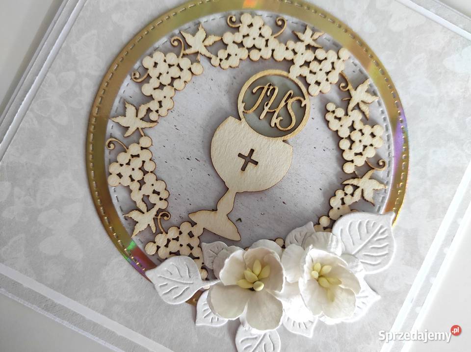 Kartka ręcznie robiona Komunia Święta handmade Rękodzieło Łódź