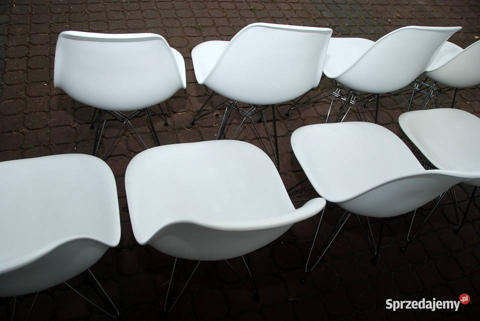 9Krzesło kuchenne VITRA biały kubełek chromowany Krzesła Warszawa