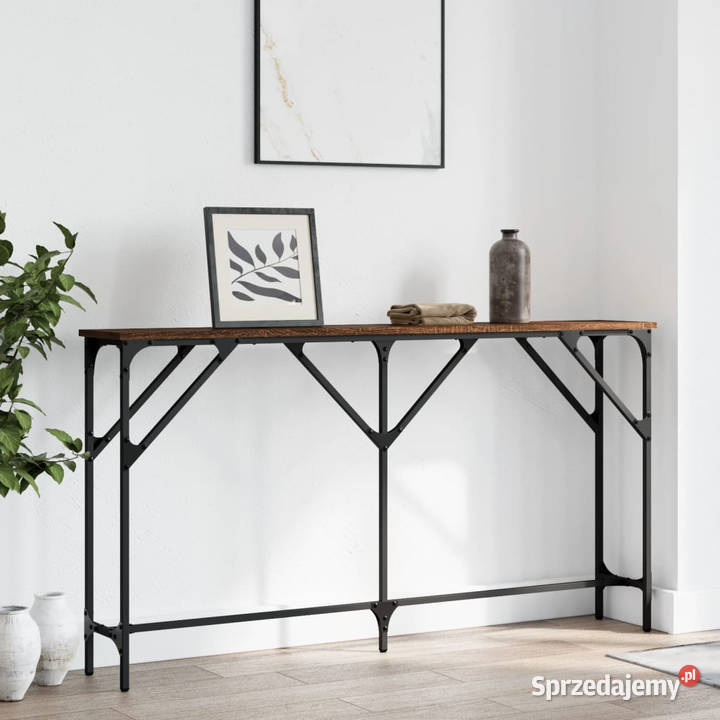 Stolik konsolowy brązowy dąb 140x23x75 WM837776 Warszawa